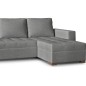Canapé d'angle convertible en tissu qualité gris clair, 4/5 places, avec coffre, angle droit (vu de face), NESTOR