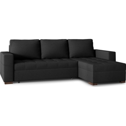 Canapé d'angle convertible - en tissu qualité noir, 4/5 places, avec coffre, angle droit (vu de face), NESTOR