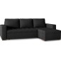 Canapé d'angle convertible - en tissu qualité noir, 4/5 places, avec coffre, angle droit (vu de face), NESTOR