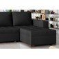 Canapé d'angle convertible - en tissu qualité noir, 4/5 places, avec coffre, angle droit (vu de face), NESTOR