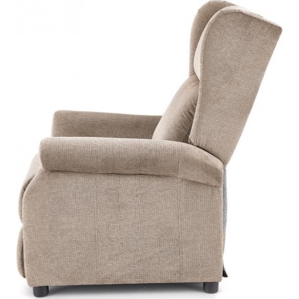 Fauteuil relax manuel, tissu gris de qualité, AGNELO, Beige