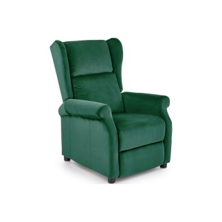 Fauteuil relax manuel, velours vert de qualité, AGNELO 2