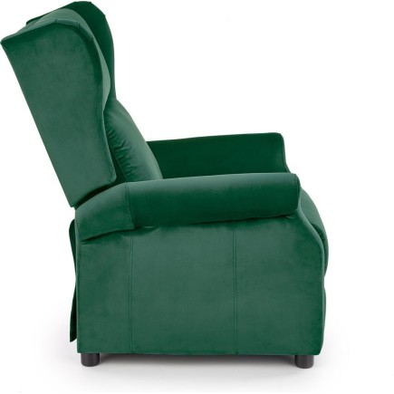 Fauteuil relax manuel, velours vert de qualité, AGNELO 2, Fauteuil 1 place