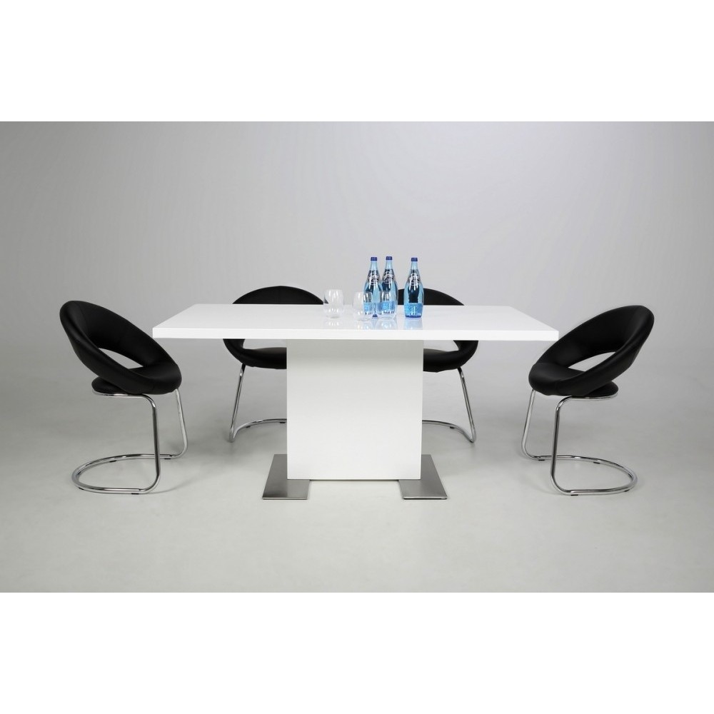 Table à manger design laqué blanc à rallonges, BRUNI