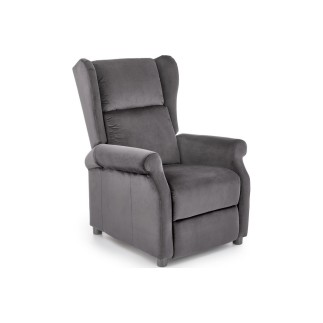 Fauteuil relax manuel, velours gris de qualité, AGNELO 2