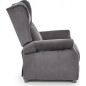 Fauteuil relax manuel, velours gris de qualité, AGNELO 2, Fauteuil 1 place