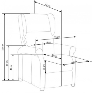 Fauteuil relax manuel, velours gris de qualité, AGNELO 2