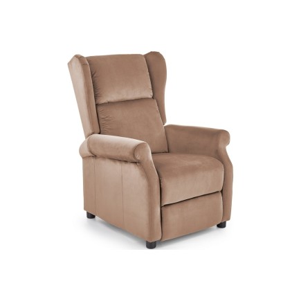 Fauteuil relax manuel, velours beige de qualité, AGNELO 2