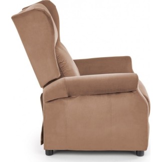 Fauteuil relax manuel, velours beige de qualité, AGNELO 2