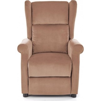 Fauteuil relax manuel, velours beige de qualité, AGNELO 2