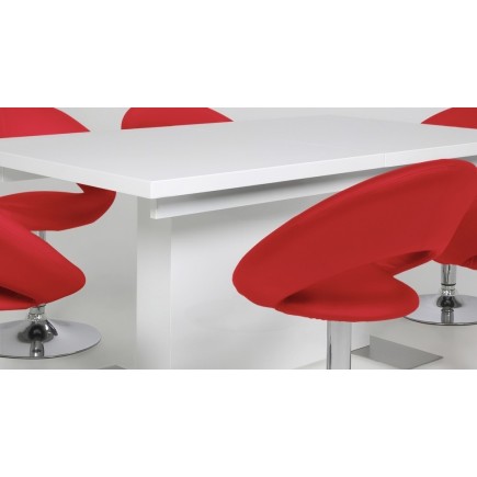Table à manger design laqué blanc à rallonges, BRUNI