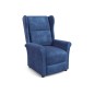 Fauteuil relax manuel, velours bleu, inclinable, repose pied réglable, AGNELO 2, Fauteuil 1 place