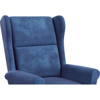 Fauteuil relax manuel, velours bleu, inclinable, repose pied réglable, AGNELO 2, Fauteuil 1 place