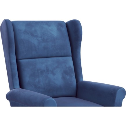 Fauteuil relax manuel, velours bleu, inclinable, repose pied réglable, AGNELO 2, Fauteuil 1 place