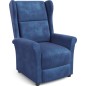Fauteuil relax manuel, velours bleu, inclinable, repose pied réglable, AGNELO 2, Fauteuil 1 place
