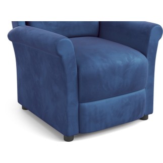 Fauteuil relax manuel, velours bleu, inclinable, repose pied réglable, AGNELO 2