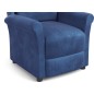 Fauteuil relax manuel, velours bleu, inclinable, repose pied réglable, AGNELO 2, Fauteuil 1 place