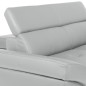 Canapé d'angle convertible en cuir italien luxe 5 places, MEMEZO, coffre, gris clair, angle droit Canapé d'angle convertible en cuir italien luxe 5 places, MEMEZO, coffre, gris clair, angle droit