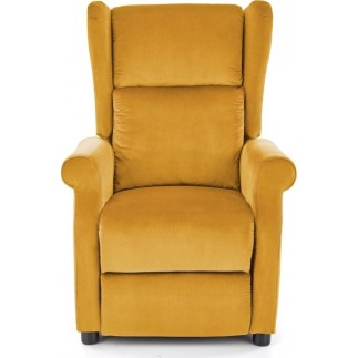 Fauteuil relax manuel, velours moutarde de qualité, AGNELO 2