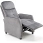 Fauteuil relax manuel, velours gris de qualité, FELLINI 2, Fauteuil 1 place