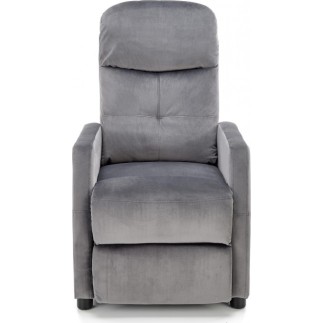 Fauteuil relax manuel, velours gris de qualité, FELLINI 2