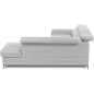 Canapé d'angle convertible en cuir italien luxe 5 places, MEMEZO, coffre, gris clair, angle droit Canapé d'angle convertible en cuir italien luxe 5 places, MEMEZO, coffre, gris clair, angle droit