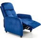 Fauteuil relax manuel, velours bleu de qualité, FELLINI 2, Fauteuil 1 place