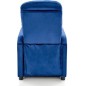 Fauteuil relax manuel, velours bleu de qualité, FELLINI 2, Fauteuil 1 place