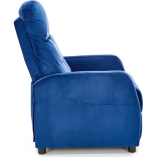 Fauteuil relax manuel, velours bleu de qualité, FELLINI 2