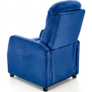 Fauteuil relax manuel, velours bleu de qualité, FELLINI 2