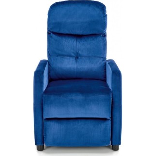 Fauteuil relax manuel, velours bleu de qualité, FELLINI 2