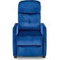 Fauteuil relax manuel, velours bleu de qualité, FELLINI 2, Fauteuil 1 place