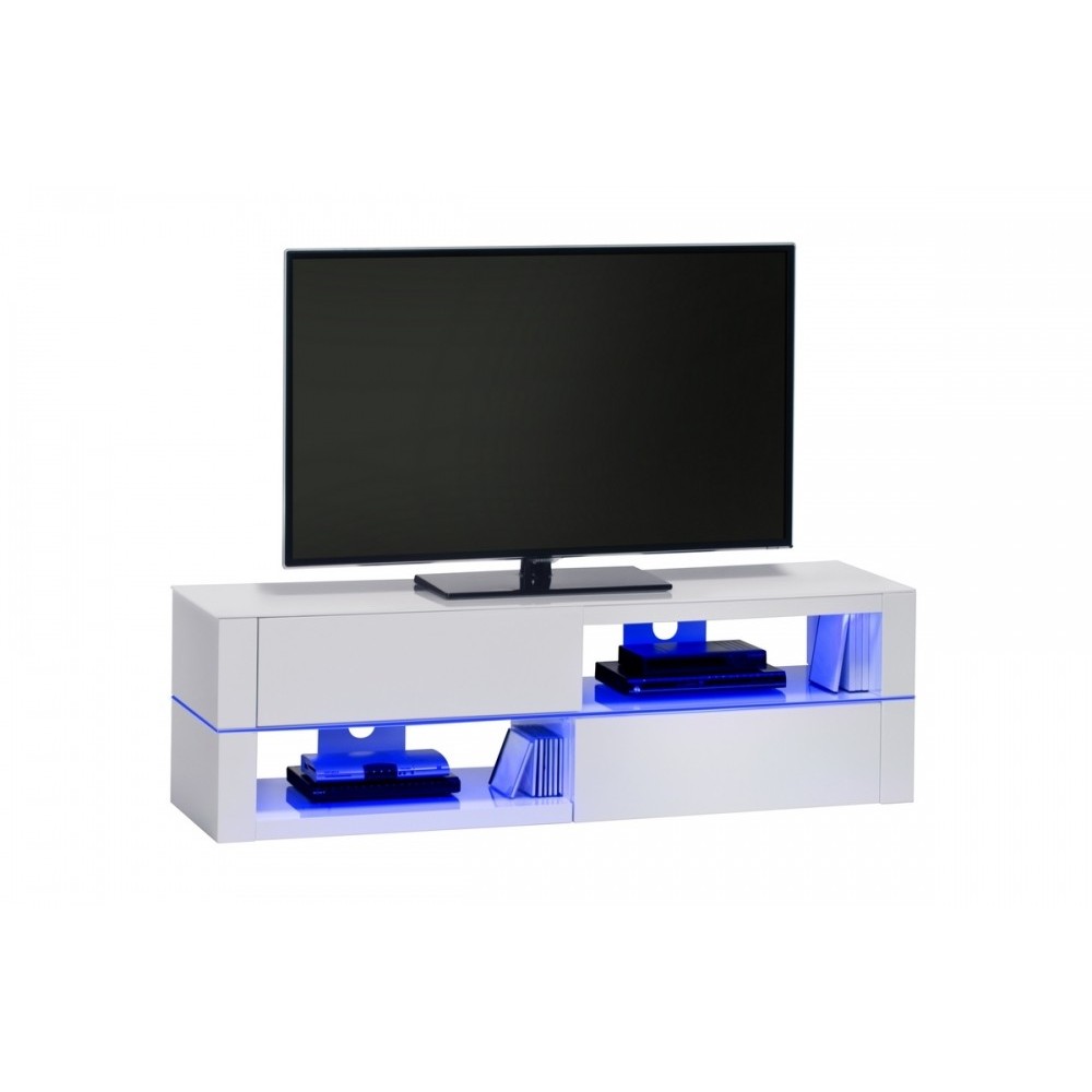 Meuble TV design laqué blanc ultra brillant, VISION