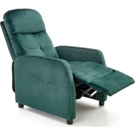 Fauteuil relax manuel, velours vert de qualité, FELLINI 2, Fauteuil 1 place
