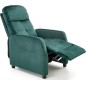 Fauteuil relax manuel, velours vert de qualité, FELLINI 2, Fauteuil 1 place