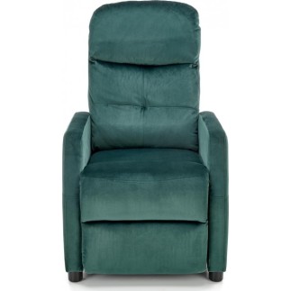 Fauteuil relax manuel, velours vert de qualité, FELLINI 2