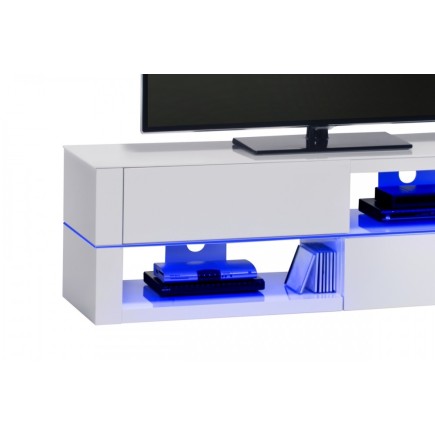 Meuble TV design laqué blanc ultra brillant, VISION