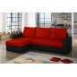 Canapé d'angle convertible en tissu, rangement, rouge/noir, angle gauche (vu de face), LIMA, 4 places