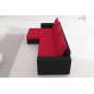 Canapé d'angle convertible en tissu, rangement, rouge/noir, angle gauche (vu de face), LIMA, 4 places