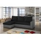 Canapé d'angle convertible - en tissu, rangement, noir/gris, angle gauche (vu de face), LIMA, 4 places