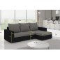 Canapé d'angle convertible - en tissu, rangement, noir/gris, angle gauche (vu de face), LIMA, 4 places