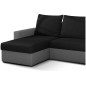 Canapé d'angle convertible - en tissu, rangement, noir/gris, angle gauche (vu de face), LIMA, 4 places