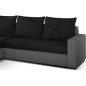 Canapé d'angle convertible - en tissu, rangement, noir/gris, angle gauche (vu de face), LIMA, 4 places