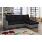 Canapé d'angle convertible en tissu, rangement, noir/gris, angle droit (vu de face), LIMA, 4 places