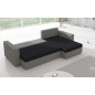 Canapé d'angle convertible en tissu, rangement, noir/gris, angle droit (vu de face), LIMA, 4 places