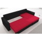 Canapé d'angle convertible en tissu, rangement, noir/gris, angle droit (vu de face), LIMA, 4 places