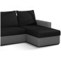 Canapé d'angle convertible en tissu, rangement, noir/gris, angle droit (vu de face), LIMA, 4 places