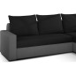 Canapé d'angle convertible en tissu, rangement, noir/gris, angle droit (vu de face), LIMA, 4 places