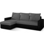 Canapé d'angle convertible en tissu, rangement, gris/noir, angle gauche (vu de face), LIMA, 4 places