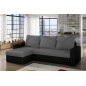 Canapé d'angle convertible en tissu, rangement, gris/noir, angle gauche (vu de face), LIMA, 4 places